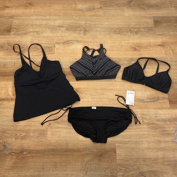 Athleta Chevron High Neck Strappy Swim Top Padded Halter Underwire Size 34 D/ DD - Picture 12 of 14